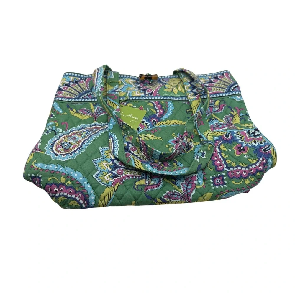 Vera‎ Bradley Emerald Paisley Quilted Cotton Tote Bag 10449-169 NWT